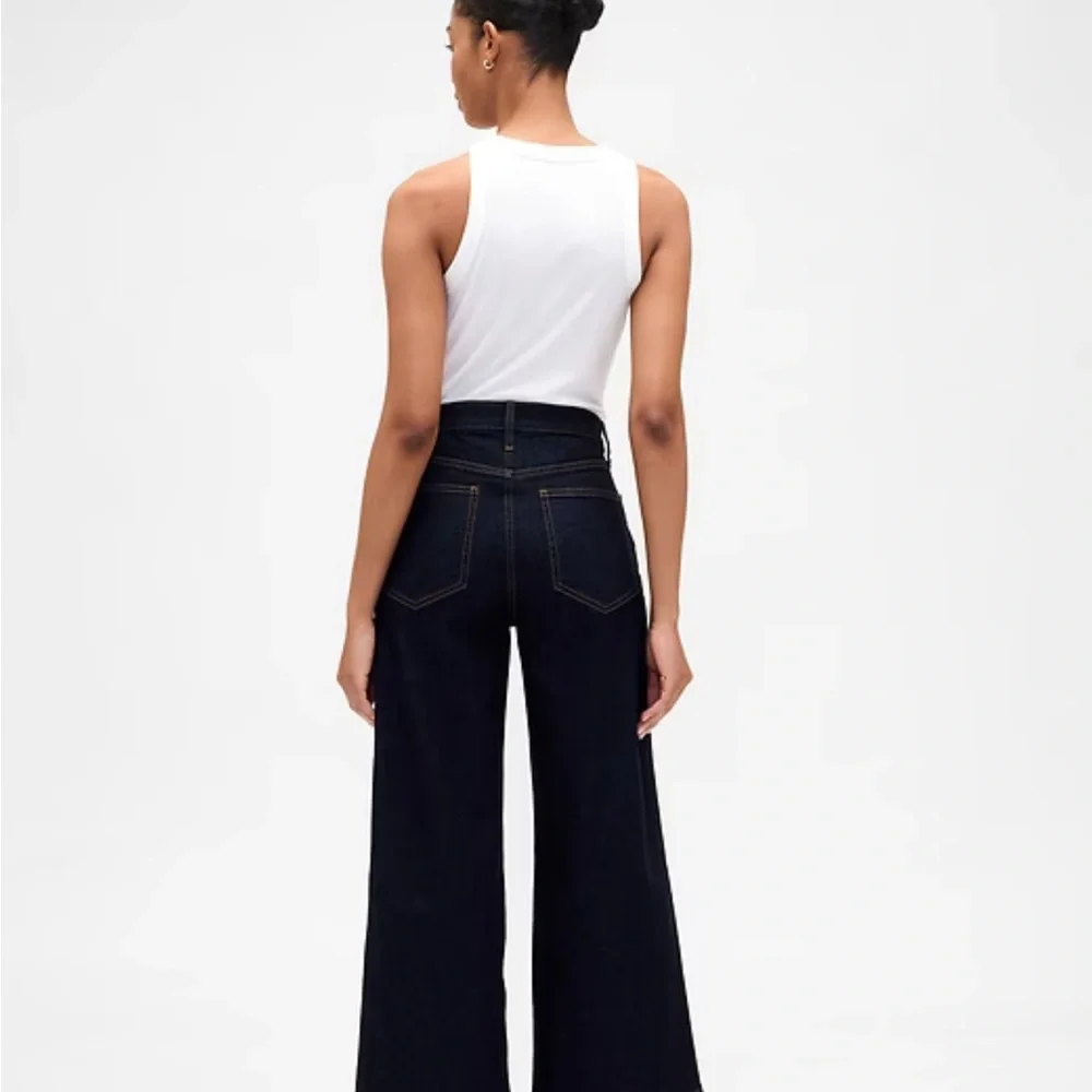 Gap High Rise Wide Leg Crop Jeans Dark Wash Size 25 New with Tags - Picture 3 of 5